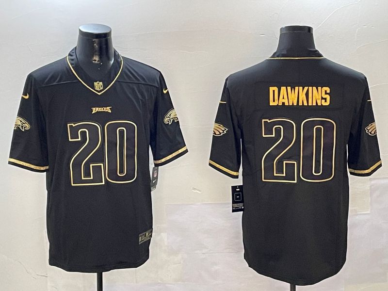 Men Philadelphia Eagles #20 Dawkins Black Gold Throwback 2024 Nike Limited NFL Jersey style 1->philadelphia eagles->NFL Jersey